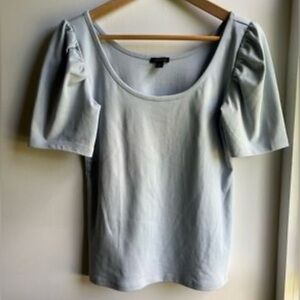 Ann Taylor Light Blue Puff Sleeve Blouse